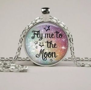 Fly Me To The Moon Silver and Glass Necklace
